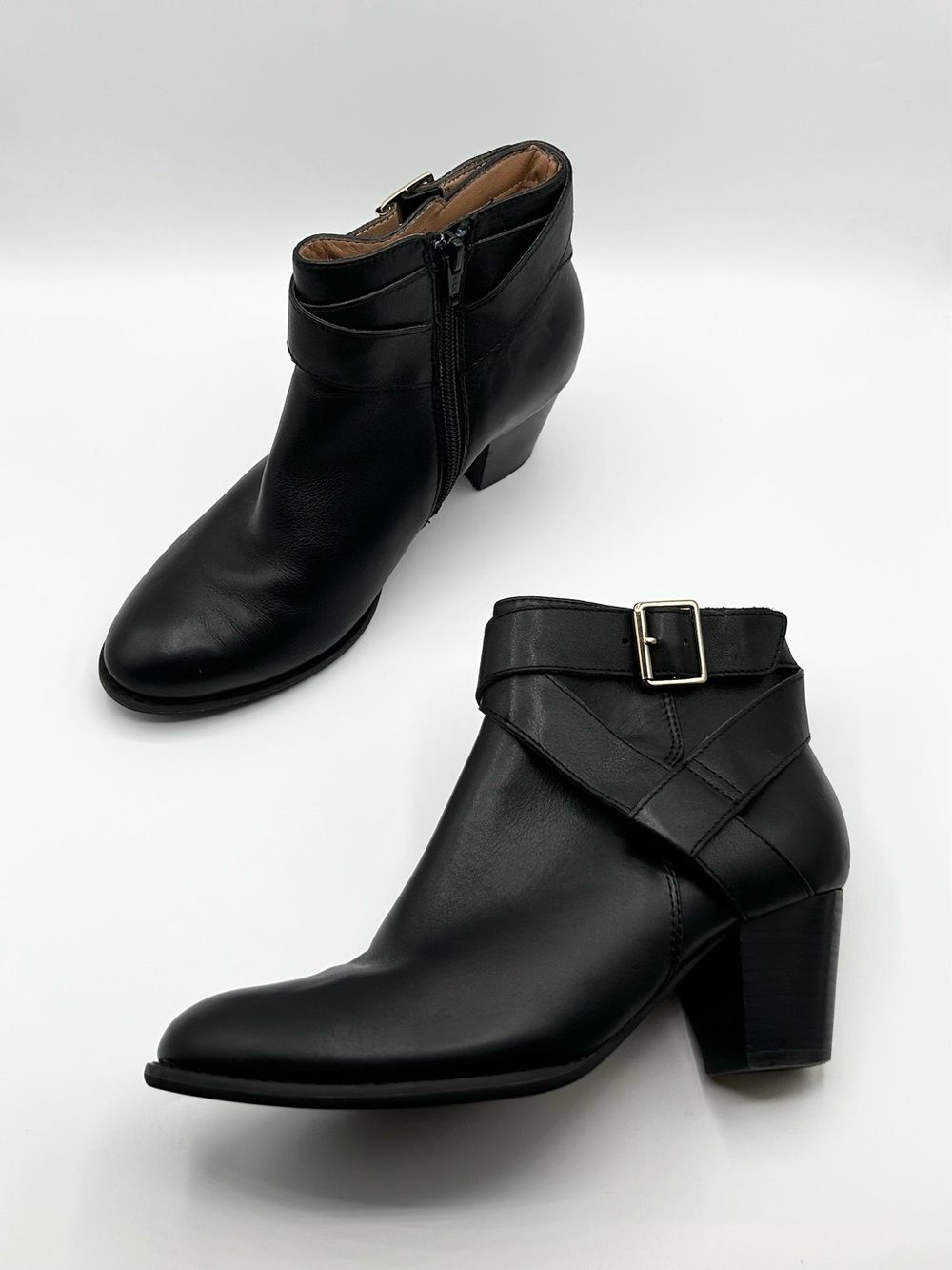 Vionic Black Leather Ankle Booties Heeled Boots Women’s Size 7